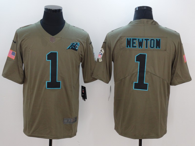 Men Carolina Panthers #1 Newton Nike Olive Salute To Service Limited NFL Jerseys->carolina panthers->NFL Jersey